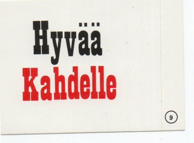 Purkkakuva Tarris n:o 9  1982 Hyvää Kahdelle