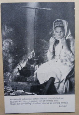 Kolttaleidi valmistaa poronjänteistä ompelulankaa, ei p.