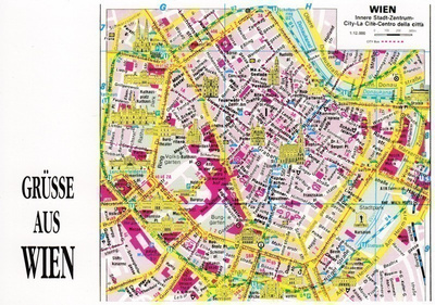 Wien, kartta keskustasta (vaaleanpun. pohja)