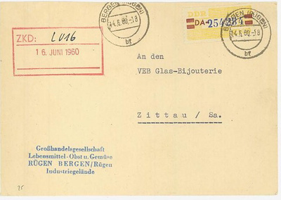 DDR Verwaltungspost Mi 25 (DA) kirje
