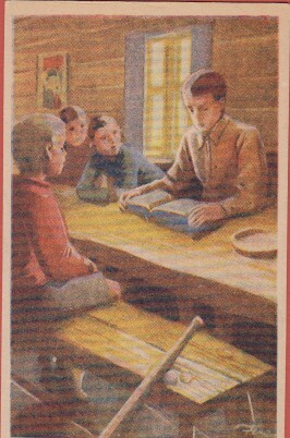 Eeli Jaatinen Raamatunlukua tuvassa