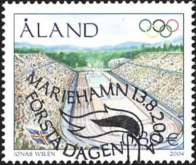Åland 2004 Olympialaiset 0,80 € EP alareuna LOISTO LaPe 240