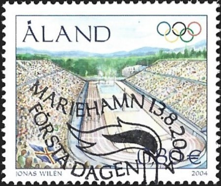 Åland 2004 Olympialaiset 0,80 €  EP alareuna LOISTO LaPe 240