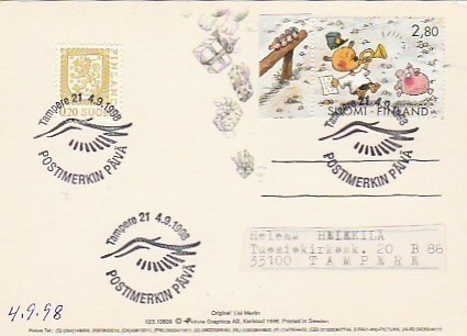 ERIKOISLEIMA , Postimerkin päivä 4.9.1998, Tampere 21