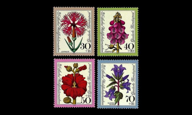 Saksa 818-21 ** Hyväntekeväisyys, kukkia (1974)