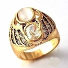 34 .. 14KT Yellow Gold Duble Crystal Kaunis .. Sormus - pikkukuva 1