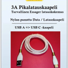 Uusi Essager USB A - USB C data/pikalatauskaapeli /1m #29128 - pikkukuva 1