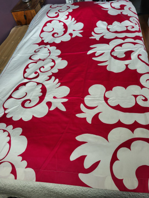 Marimekko Samovaari kangas 193 x 141 fuksia/valkoinen