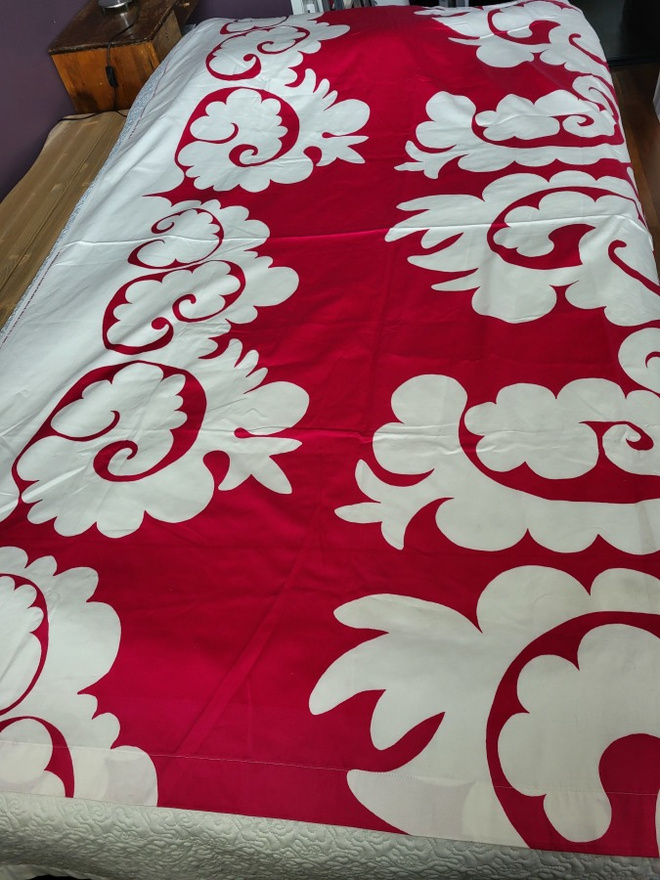 Marimekko Samovaari kangas 193 x 141 fuksia/valkoinen