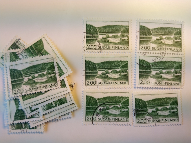Malli 1963 Maalaismaisema vihreä postimerkki 2 markka