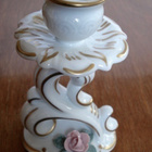 Antik Posliini KYNTTILÄNJALKA ruusu koriste, SHABBY CHIC - pikkukuva 1