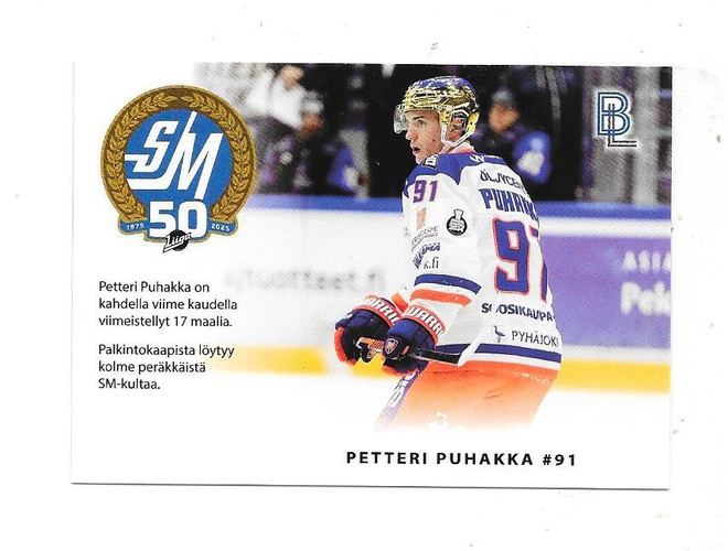 2024-25 BlueLine Matchcard #6/6 Petteri Puhakka  Tappara