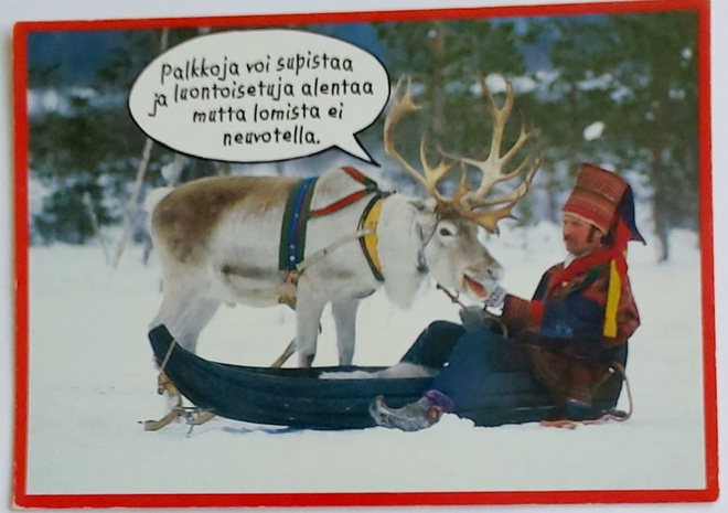 PORO JA LAPINMIES-KULKEMATON POSTIKORTTI