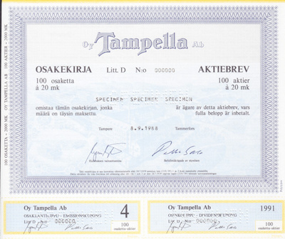 OKK 1988 Tampella Oy pörssi spe, Tampere