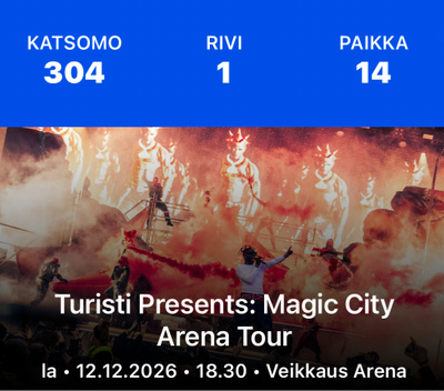 Turisti 2 lippua Veikkaus Arena