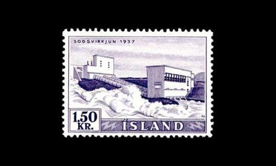 Islanti 306 ** Kraftverk och vattenfall 1,50 kr (1956)