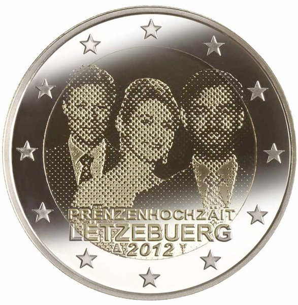 ** LUXEMBURG 2€ 2012 Royal Wedding pillerissä **