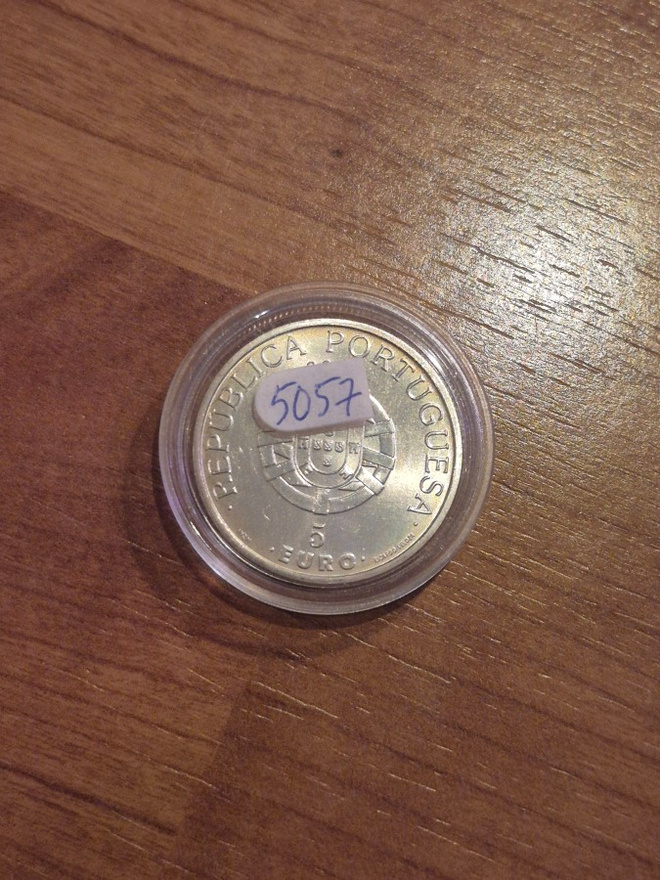 Hopearaha 5 euroa 2007, Portugali, 14 g Ag500