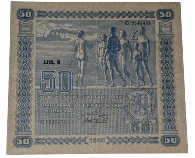 50 Markkaa 1939 Litt. D C7045951 kl 4