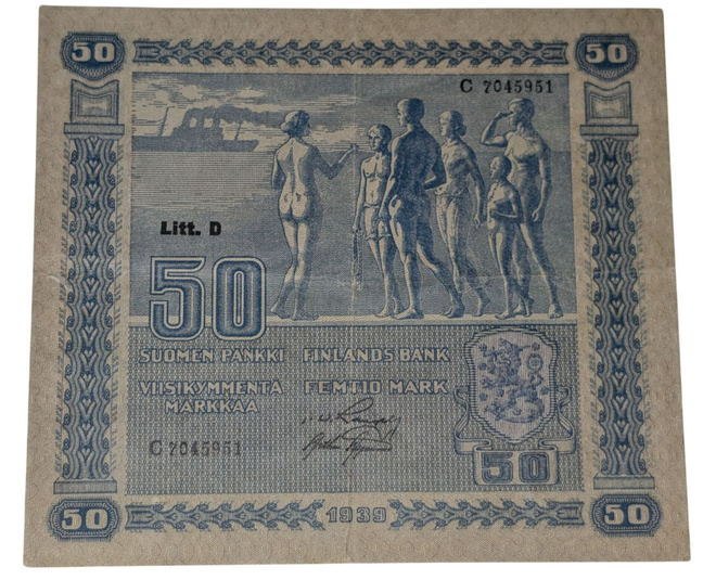 50 Markkaa 1939 Litt. D C7045951 kl 4