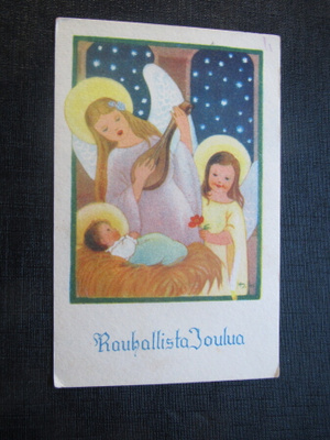 Rauhallista Joulua. Helga Sjöstetdt. Postikortti