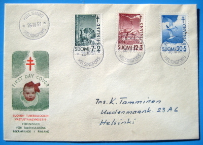 26.10.1951 TUB- FDC kuori  Lape hinta 22.00e (83)