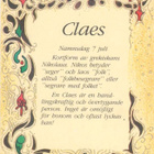 kortti ** Etunimi Claes Clas Klas David Dennis Erling Ragnar - pikkukuva 1