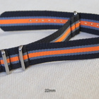 Nato 22mm  musta/kapea harmaa/oranssi ranneke - pikkukuva 1