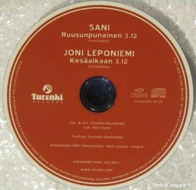 Sani•Ruusunpunainen & Joni L.•Kesäaikaan PROMO CDr-Single