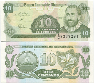 Nicaragua 10 Centavos v.1991 (P-169b) UNC