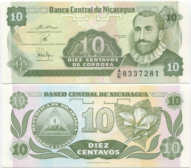 Nicaragua 10 Centavos v.1991 (P-169b) UNC