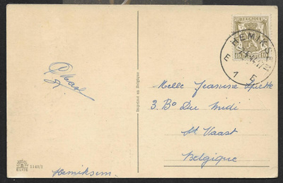 Belgia - vaakuna (Mic. 416) Hemiksem 7.4.1944