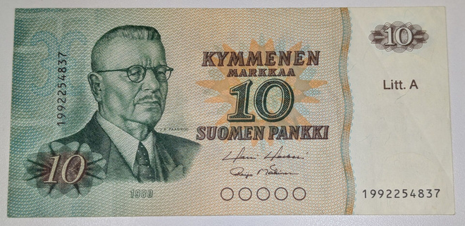 10 Markkaa 1980 Litt. A Korvaava 1992254837