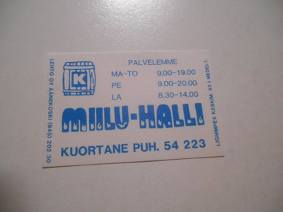 TT Etiketti K-Miilu-Halli Kuortane