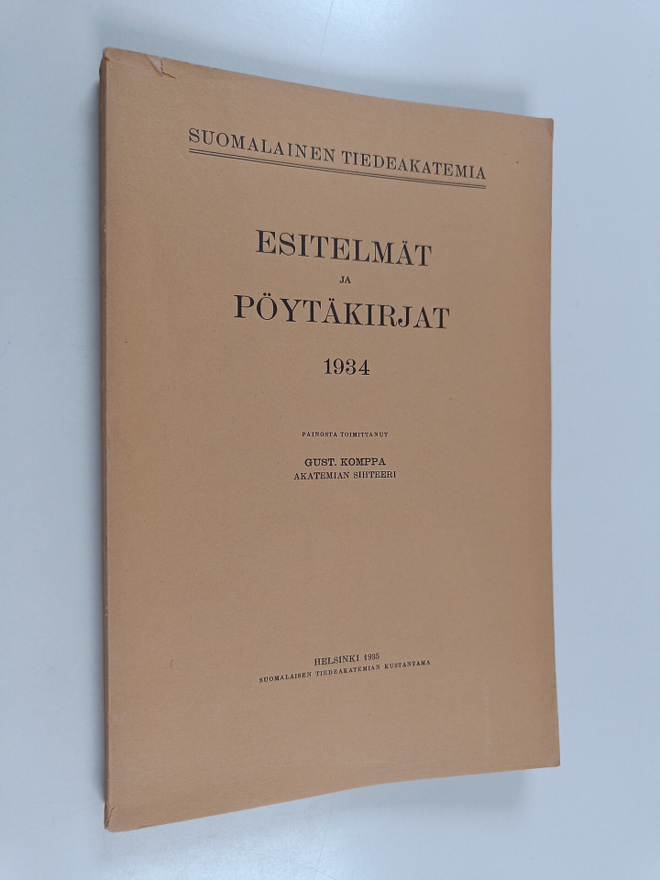 Gust. (toim.) Komppa : Esitelmät ja pöytäkirjat 1934
