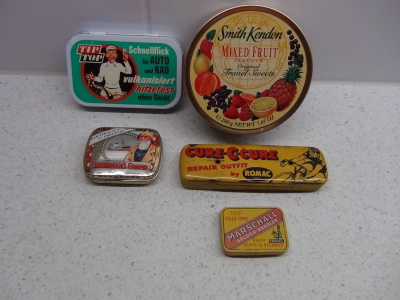 VANHOJA PELTIRASIOITA 5 kpl, MARSCHALL,CURE-C-CURE ,TIP TOP