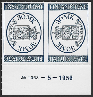 1957 Suomen postimerkki 100 v ** LaPe 457 PÄIKKÖPARI TN:o