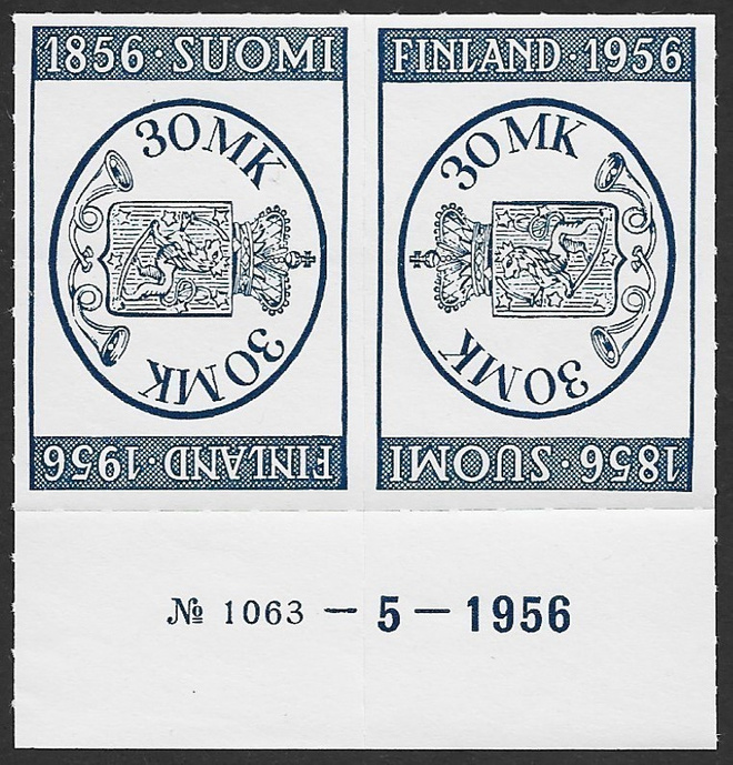1957 Suomen postimerkki 100 v ** LaPe 457 PÄIKKÖPARI TN:o