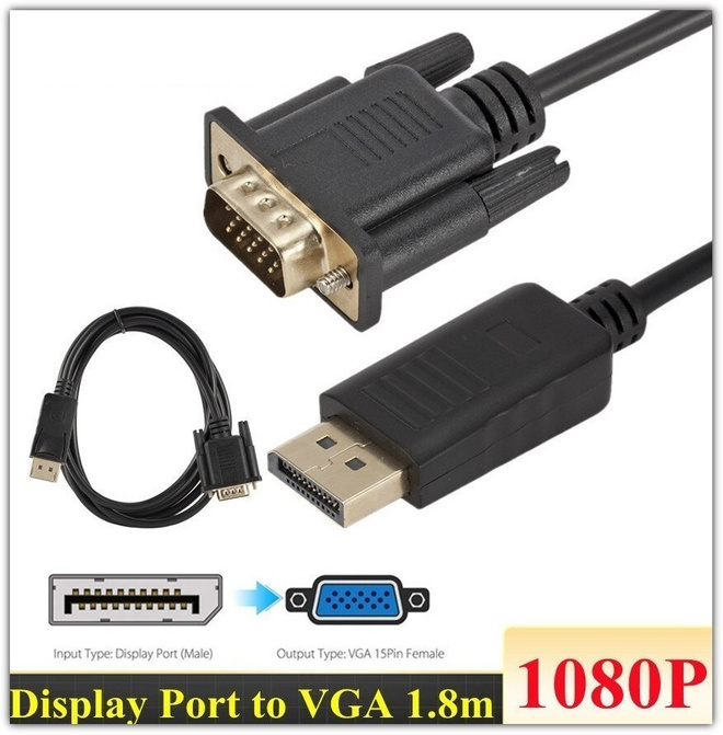 Uusi 1,8 m DisplayPort DP - VGA-muunninkaapeli