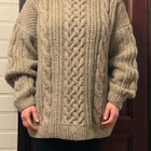 Käsinneulottu unisex palmikko villapaita L - pikkukuva 1