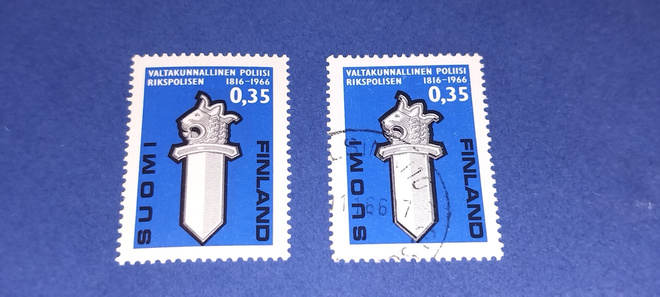 1966 Poliisi 150v-merkki leimattuna ja leimaamattomana**