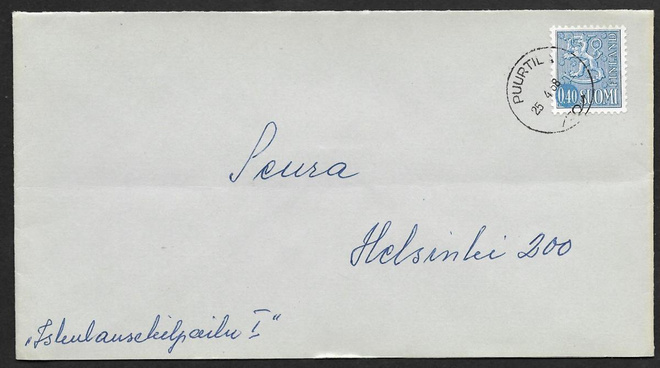 Postilähetys - Yl.m. 0,40 (LAPE 618) Puurtila 25.4.68