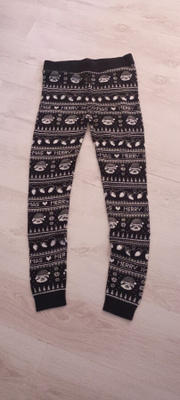 Mustavalkoiset lämpimät leggingsit S/M