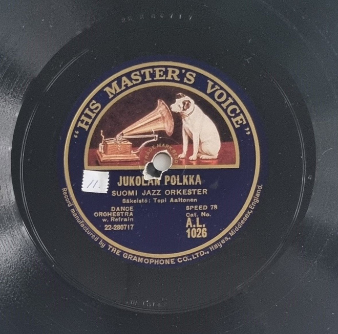 Savikiekko 1929 - Suomi Jazz orkesteri - HMV A.L. 1026
