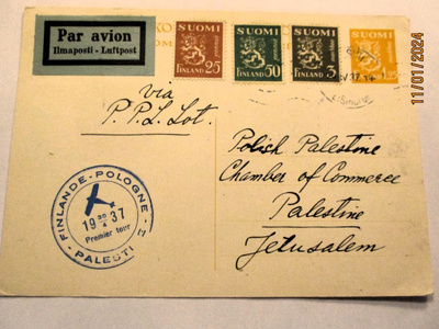 1937 Hki-Puola-Palestiina ensilentoehiö