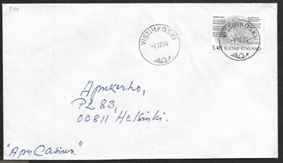 Postilähetys - Kivi 1984 (LAPE 949) Vistinkoski 7.12.84