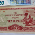 Burma Japanin Miehitys Sota-Aika 10 Rupee HYVÄ Lähes Sileä - pikkukuva 1