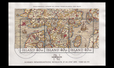 Islanti 733-5BL11 o Postimerkkinäyttely Nordia 91 (1990)