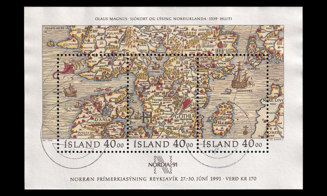 Islanti 733-5BL11 o Postimerkkinäyttely Nordia 91 (1990)