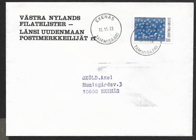 Postilähetys - Joulu 1,00 1983 (LAPE 933) Ekenäs 10.11.1983